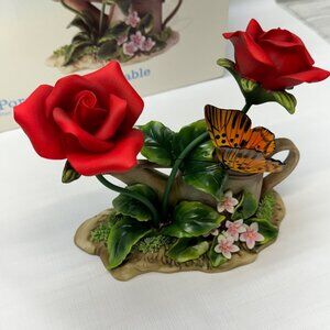 Classic‎ Treasures Porcelain Collectable Red Roses With Watering Can Ornament